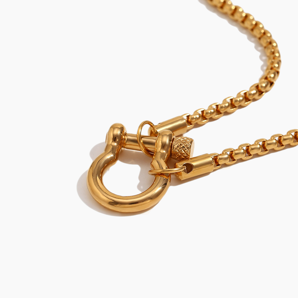 Gold chain with a clasp on a white background