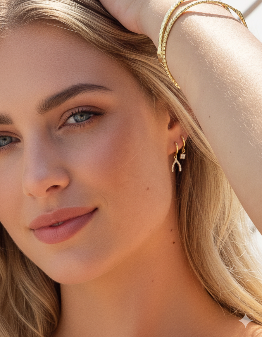 Crystal Wishbone Hoop Earrings