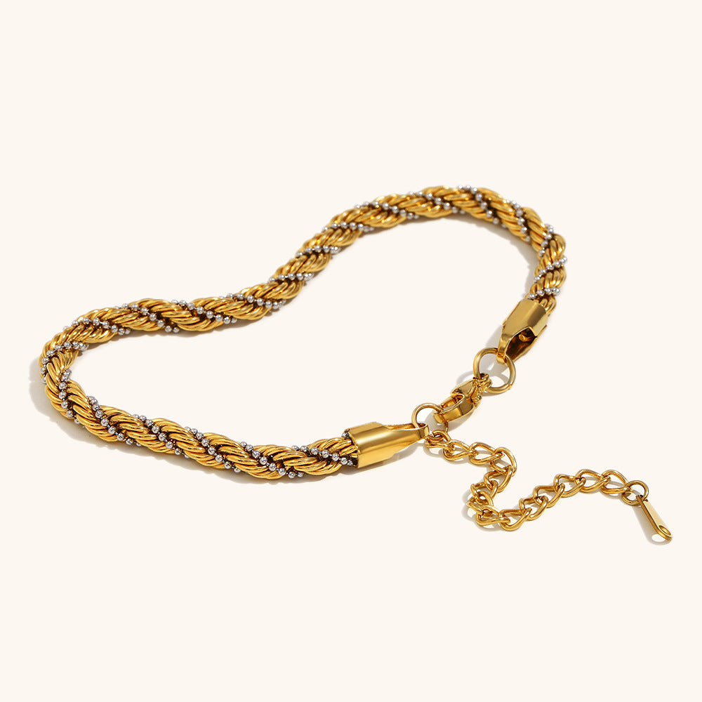 Dual-tone twisted chain bracelet with adjustable clasp