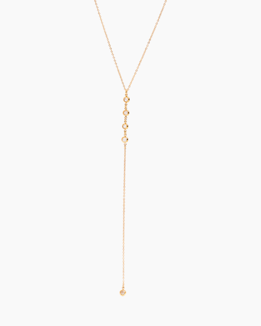 Gold necklace on a white background