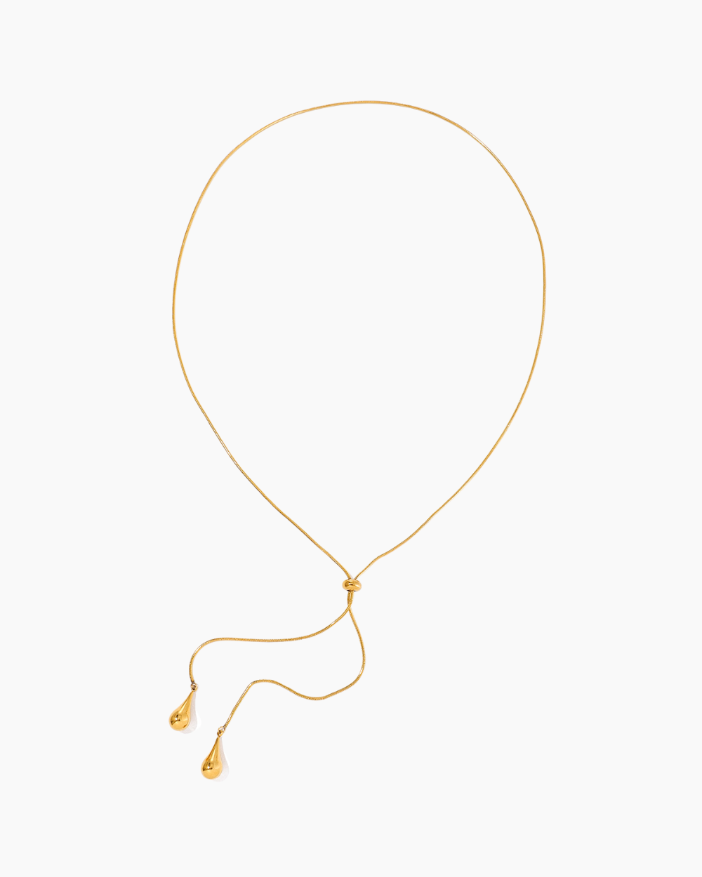 Gold necklace on a white background