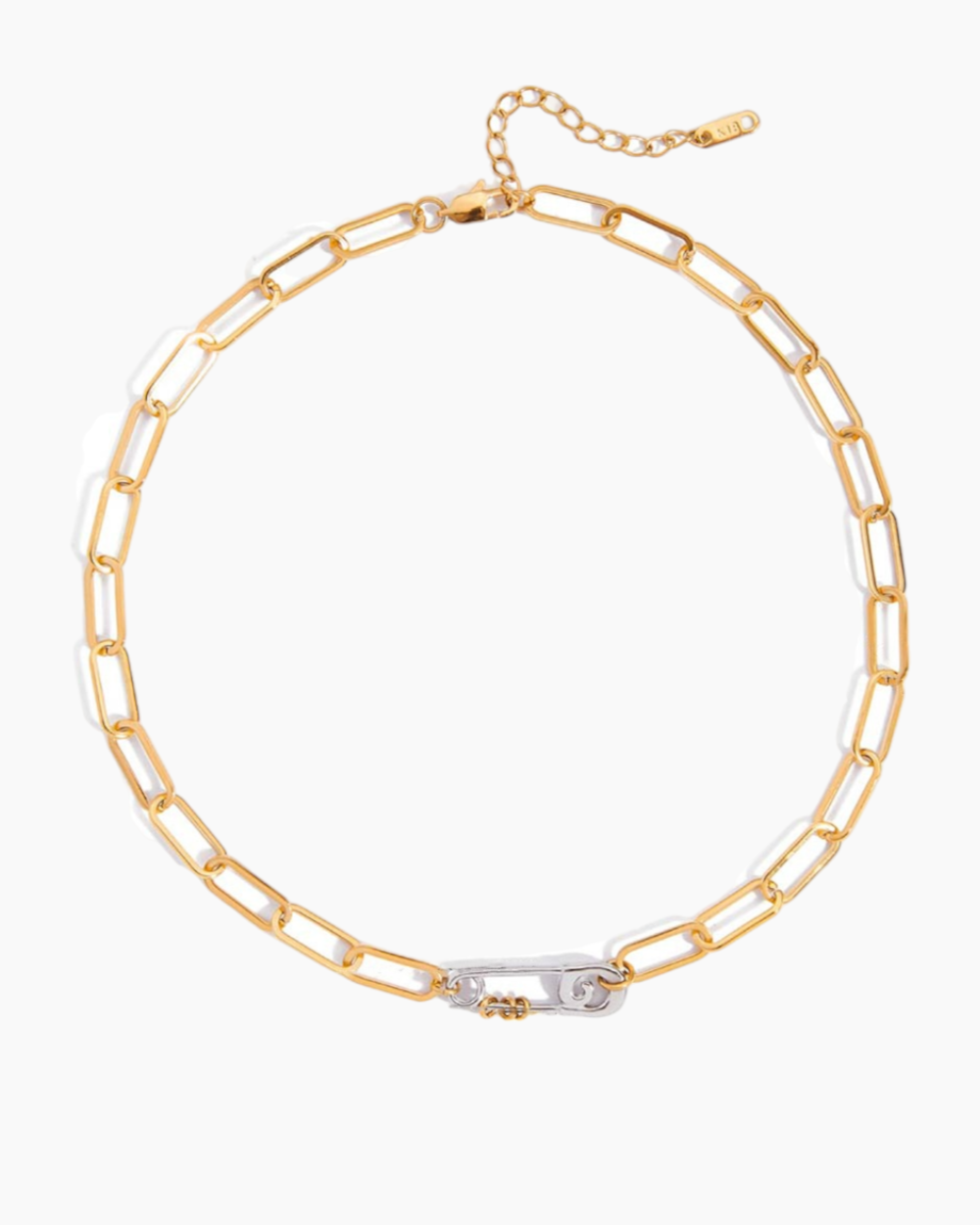 Gold chain necklace on a white background