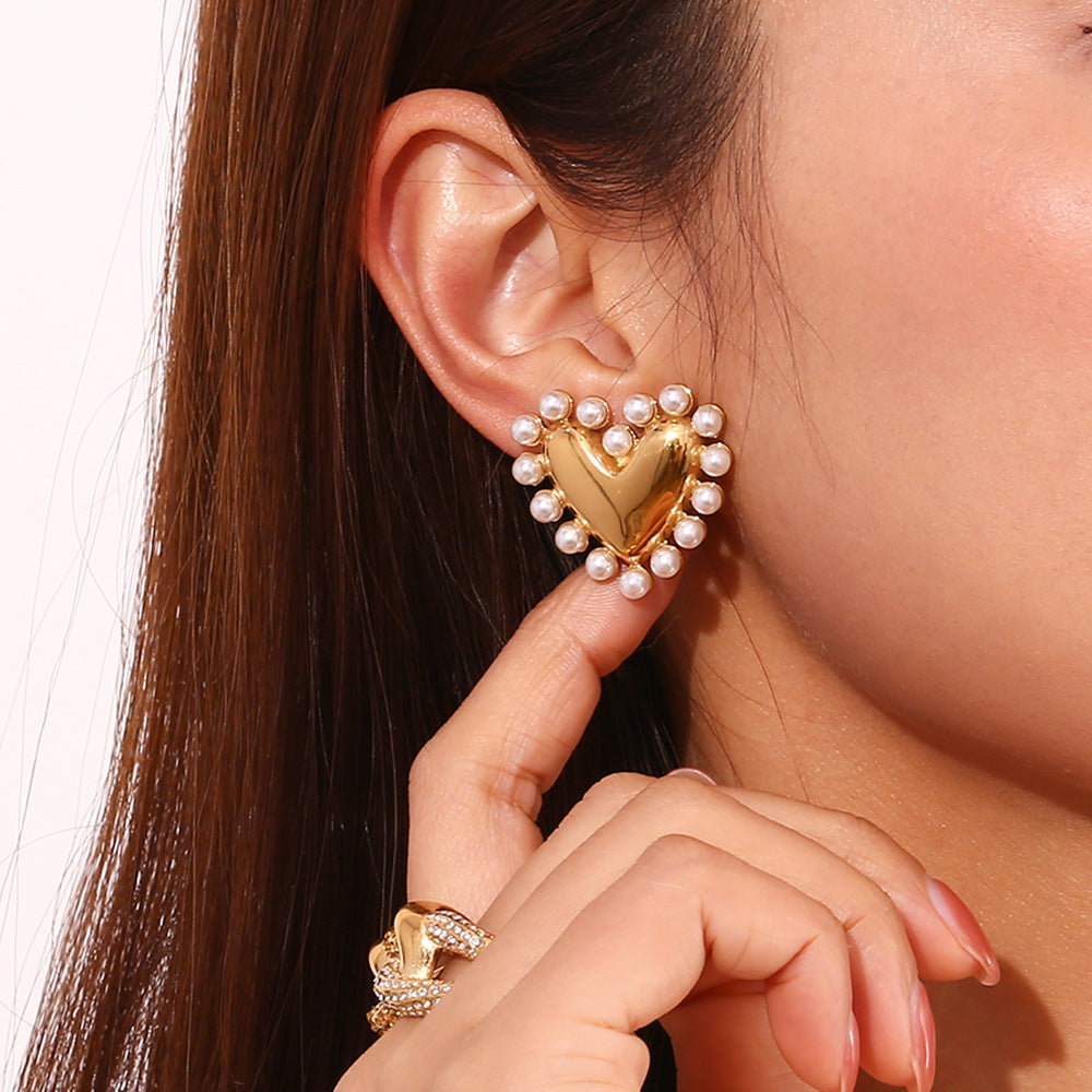 Pearl Embrace Heart Earrings
