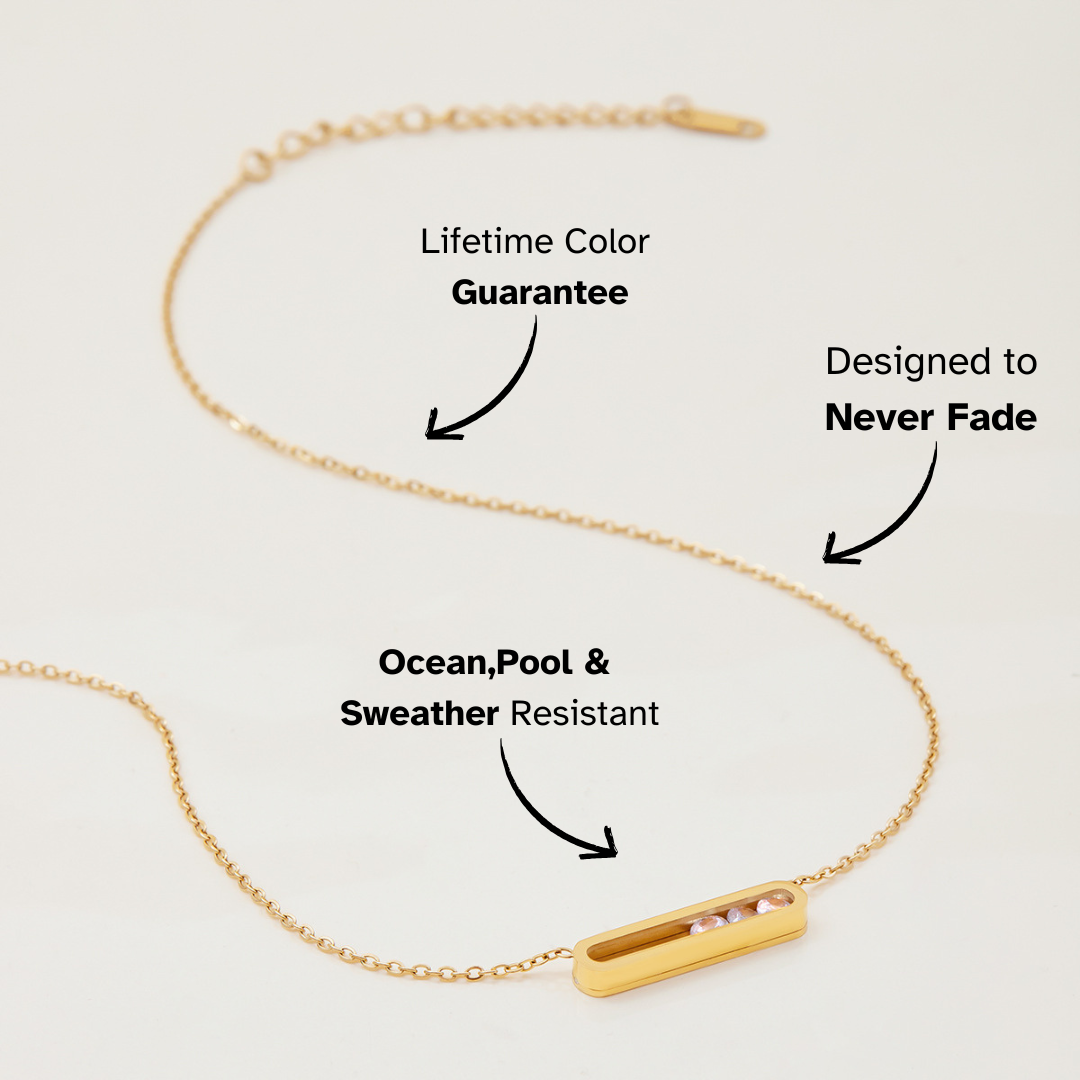 Modern dainty necklace with gold rectangular pendant