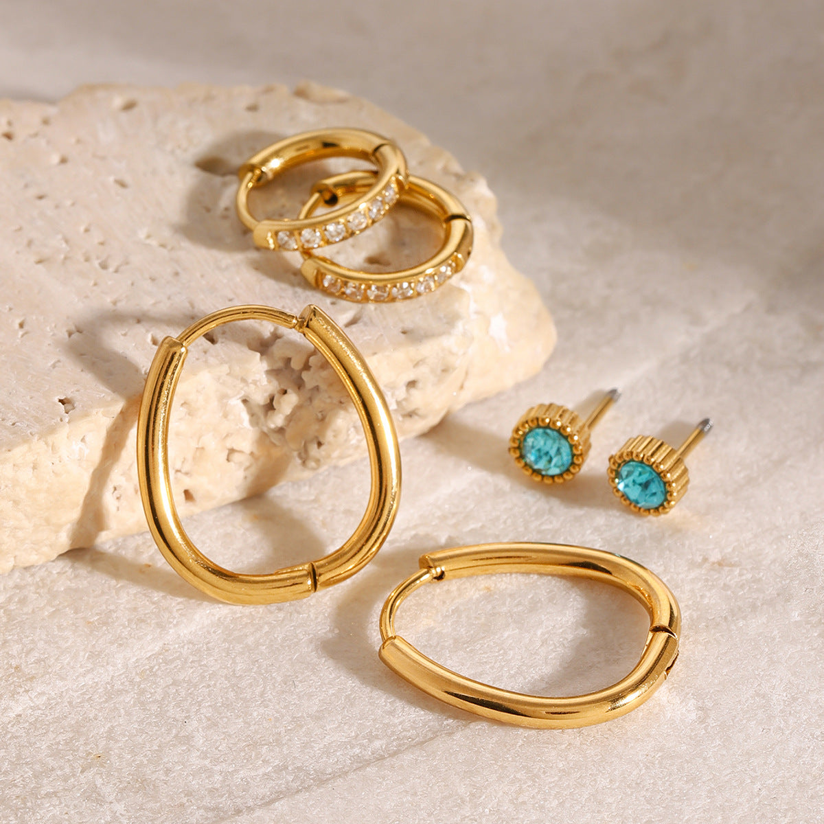 everyday stackable gold hoop earrings for layering, tarnish resistant