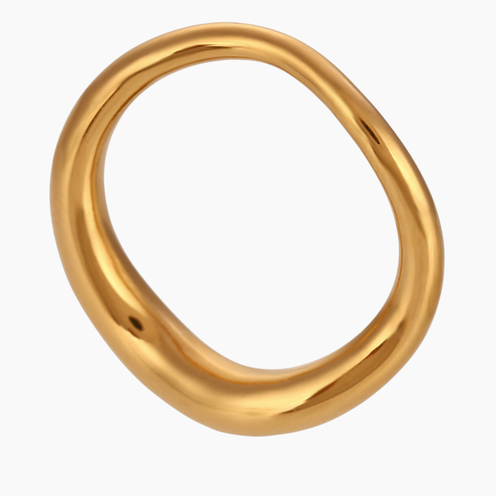 Flat-lay styling of wave ring surrounded by complementary rings