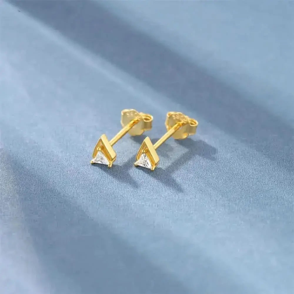 Geometric Triangle Zirconia Stud Earrings