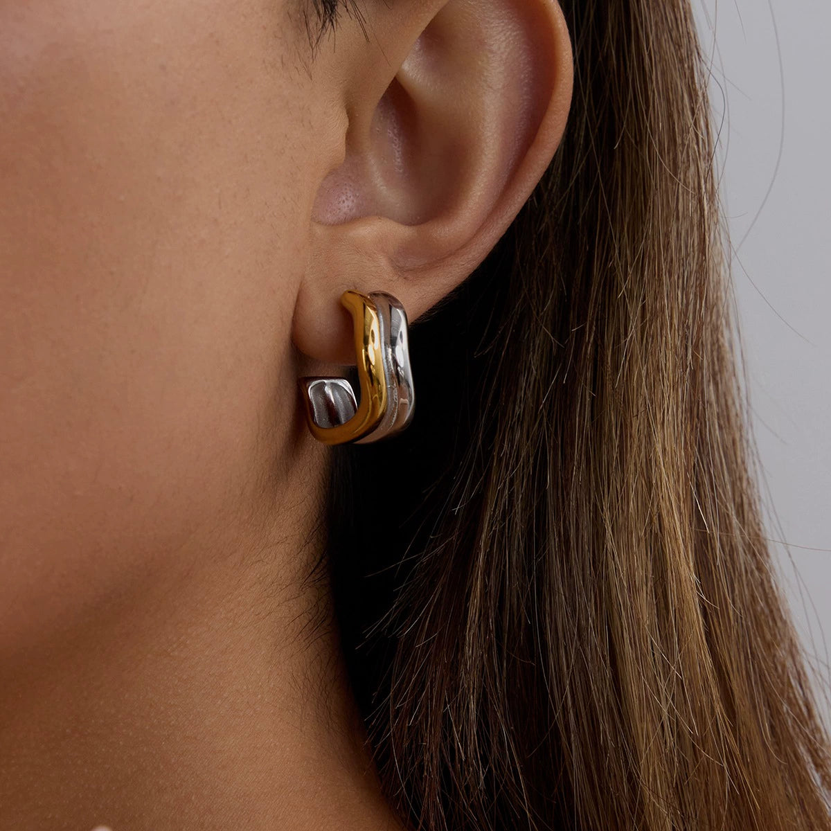 Duo Curve Hoops - Silver