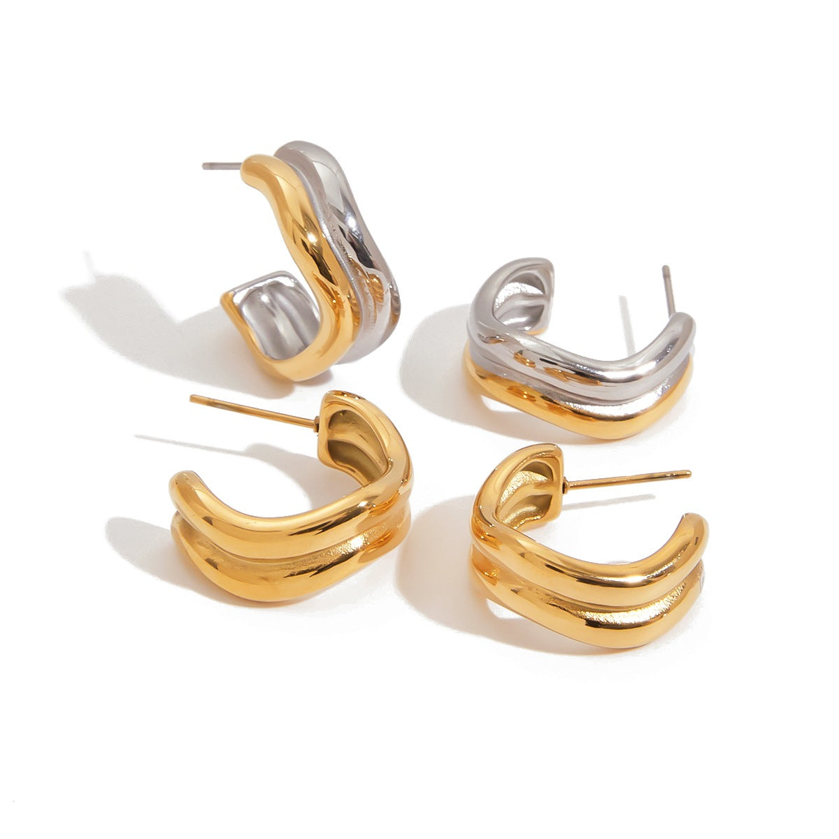 Duo Curve Hoops - Golden