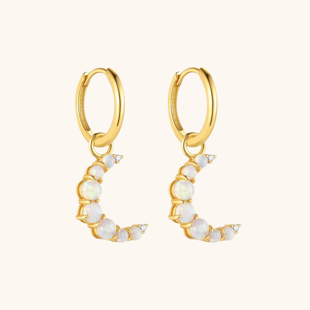 Crescent Moon Opal Earrings