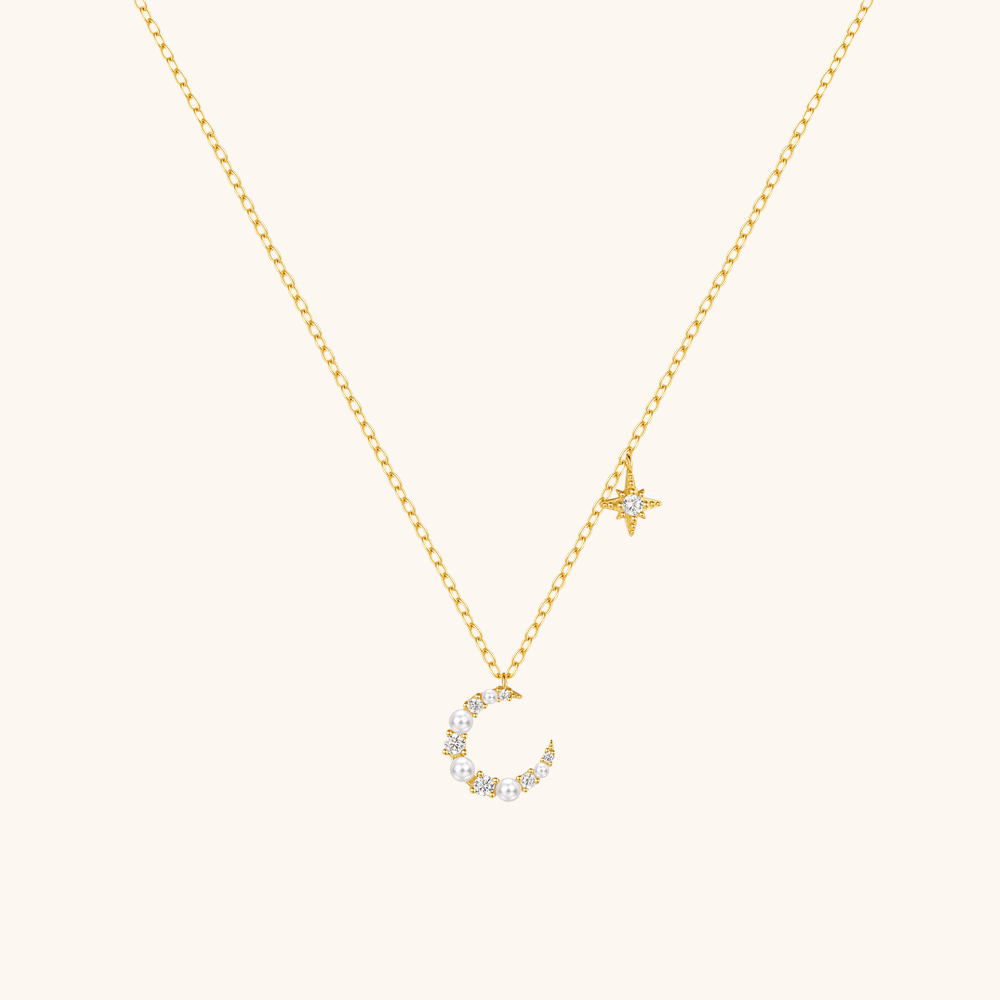 Crescent Moon and Star Pendant Necklace