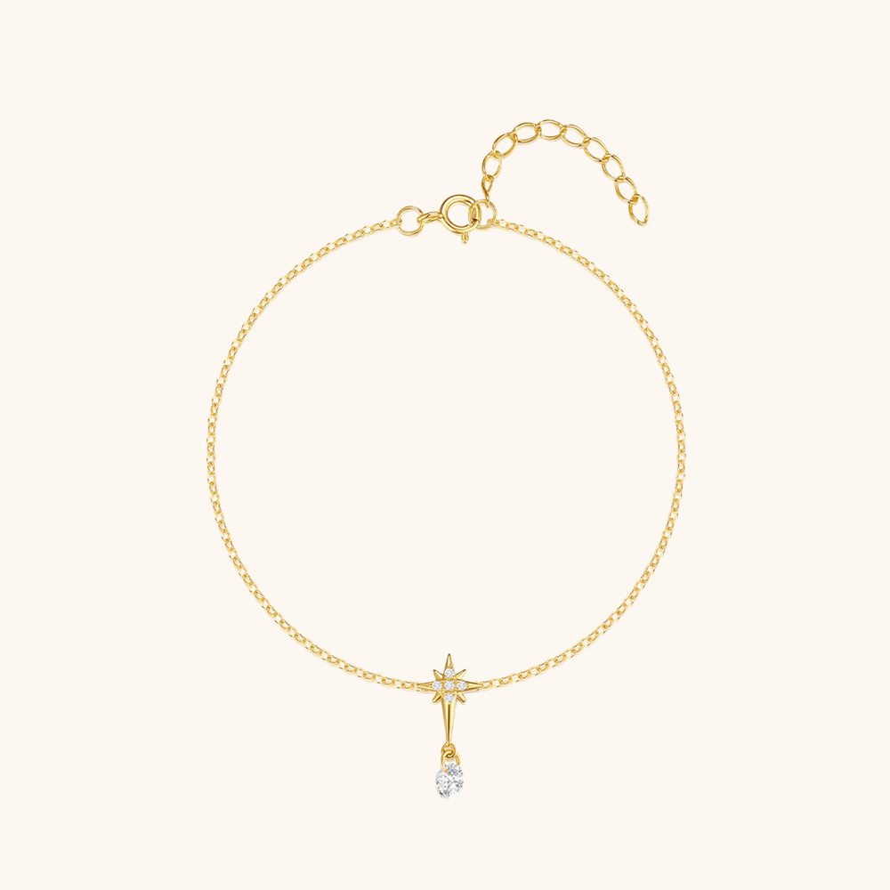 Sterling Silver North Star Zirconia Pendant Bracelet