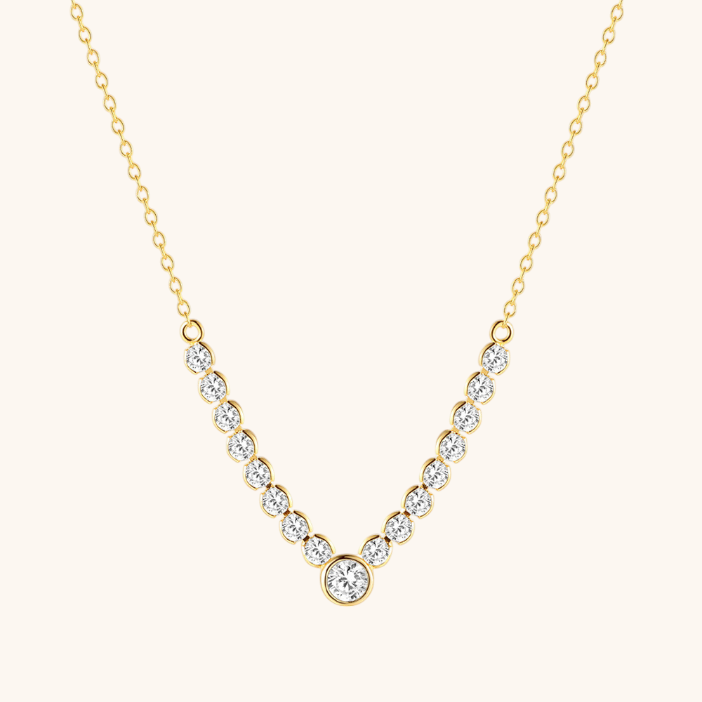 Round Zirconia V-Shaped Necklace