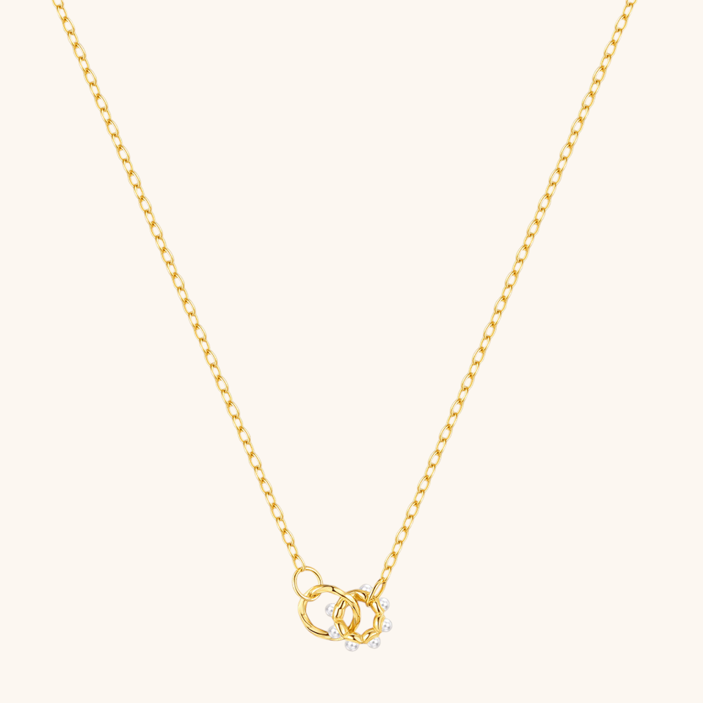 Sterling Silver Interlocking Pearl Circle Necklace