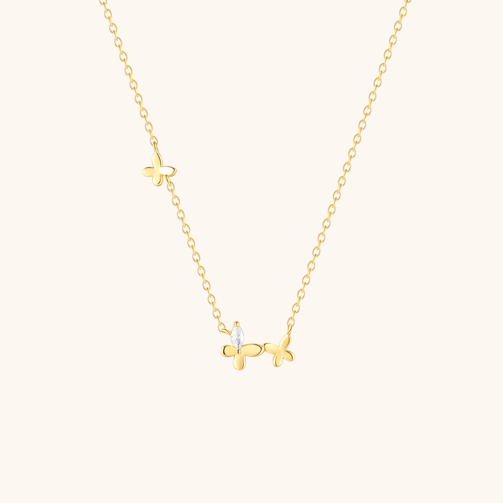 Butterfly Pendant Necklace with Zirconia
