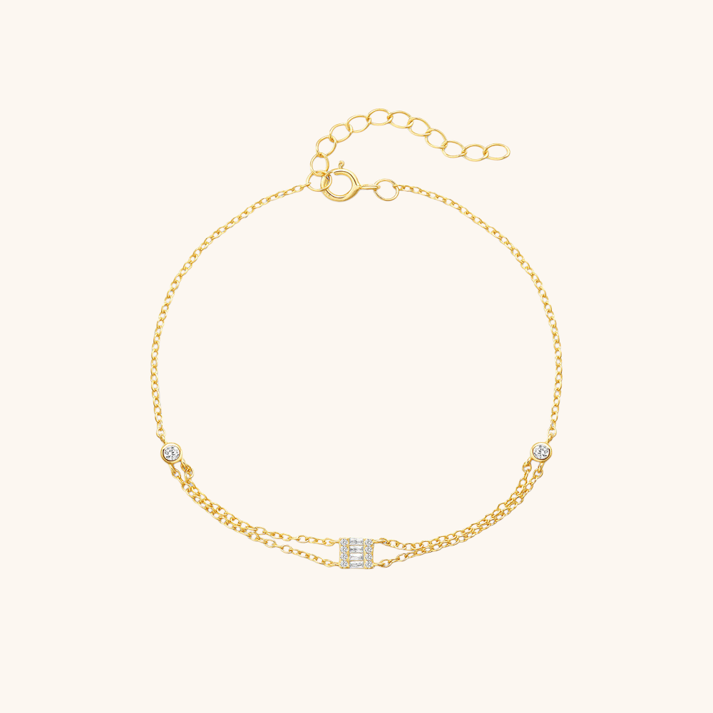 Square Charm Bracelet with Zirconia