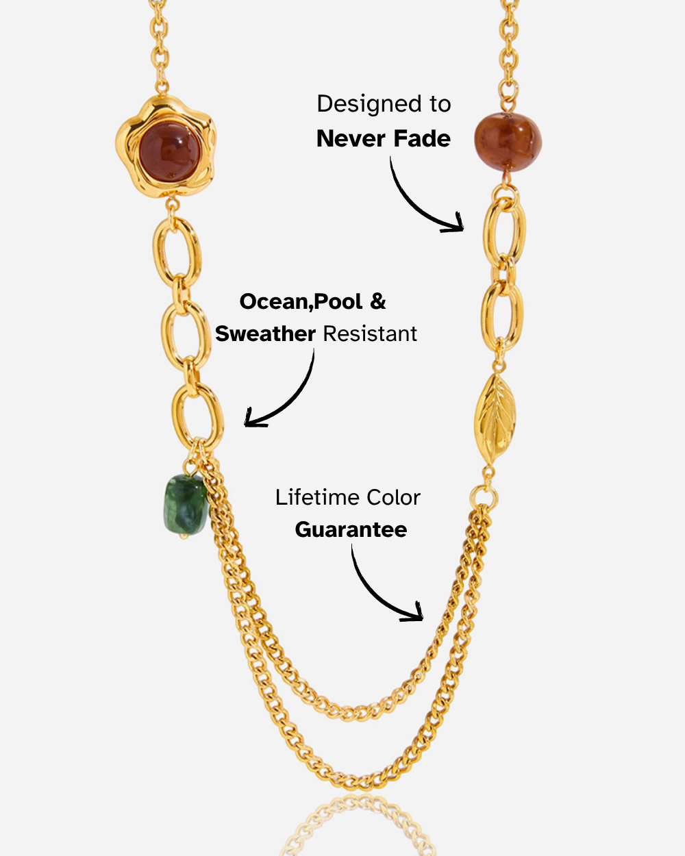 Golden Layers Retro Gemstone Necklace
