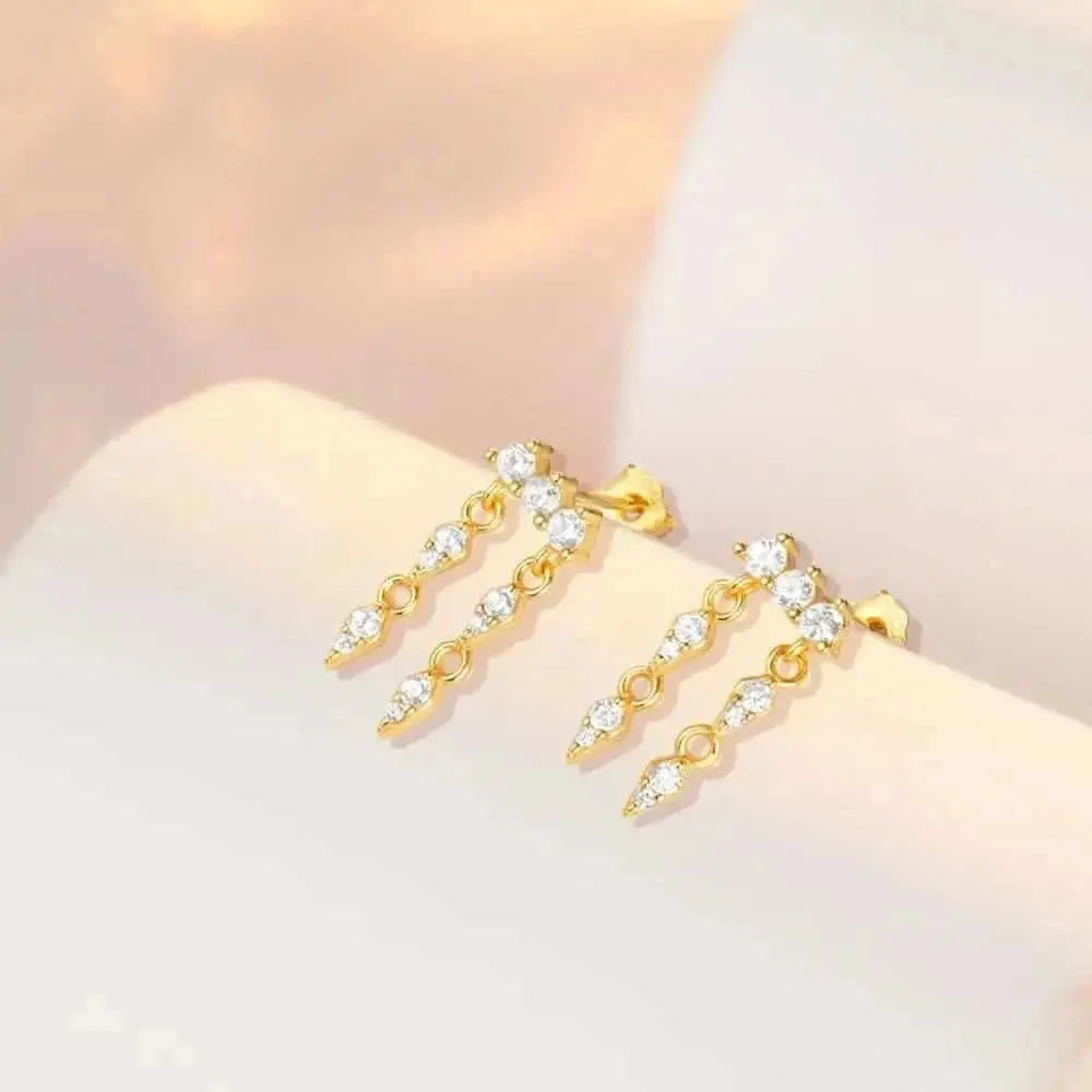Geometric Zirconia Dangle Earrings