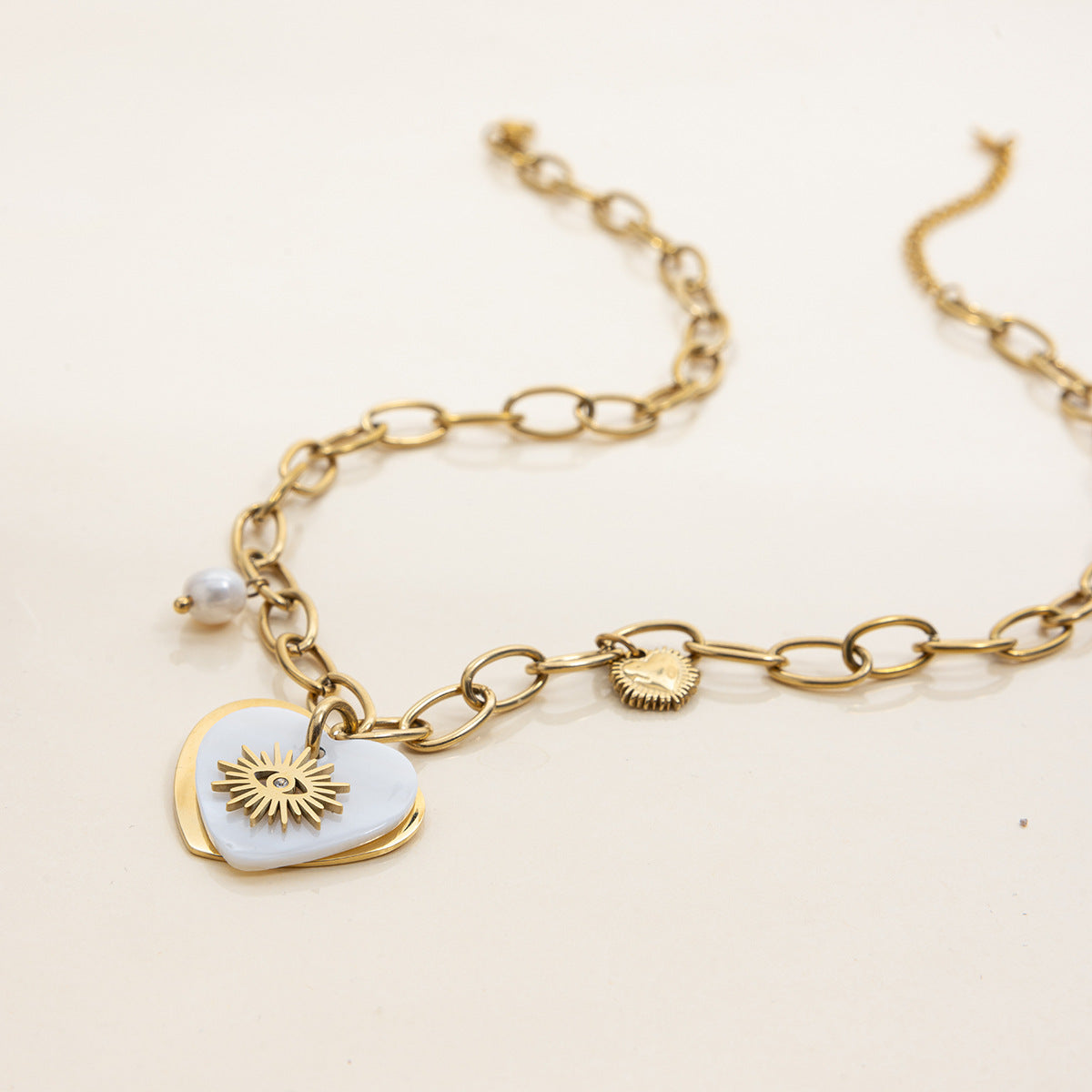 Fashionable sun pendant necklace styled in summer outfit