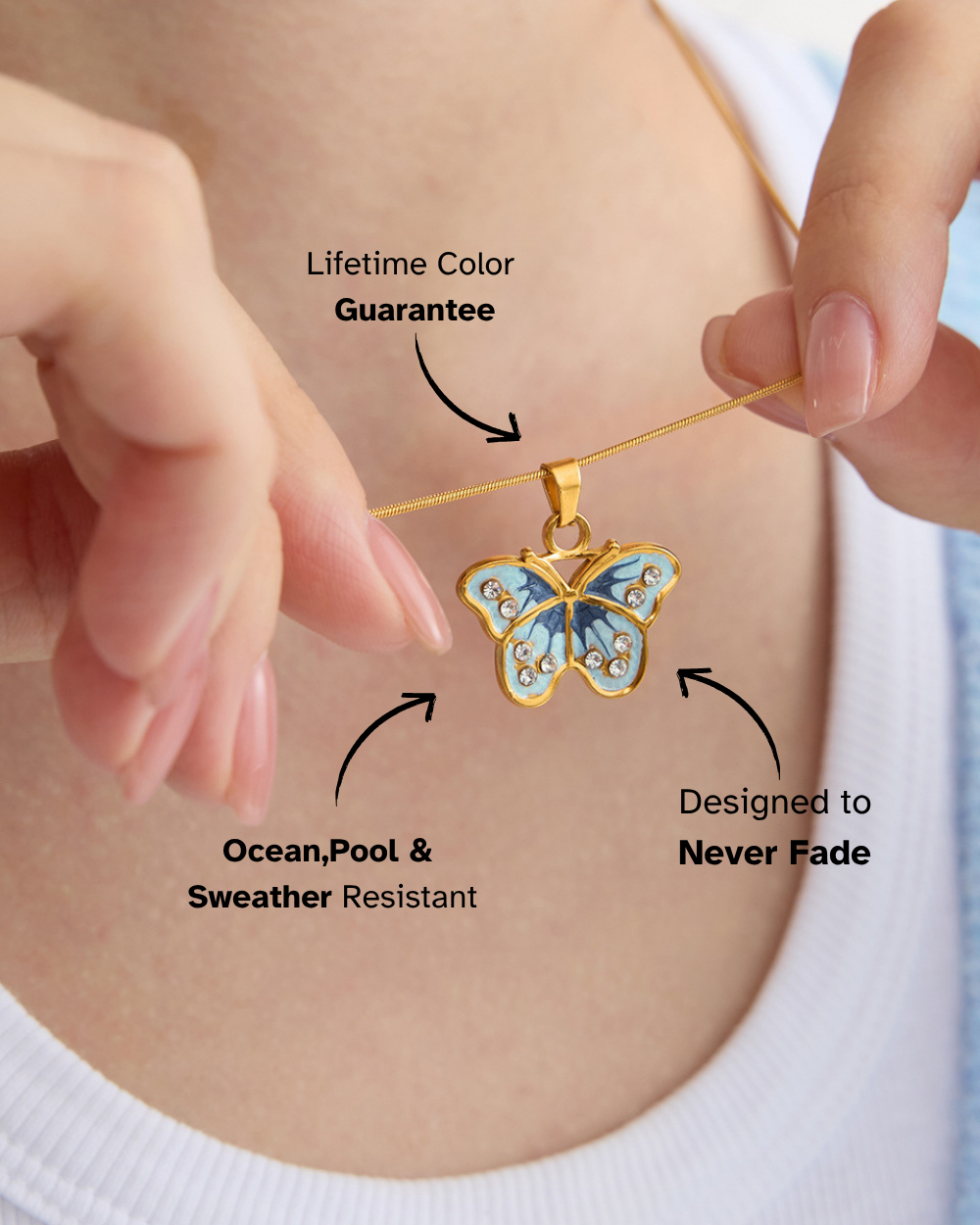 Midnight Bloom Butterfly Necklace