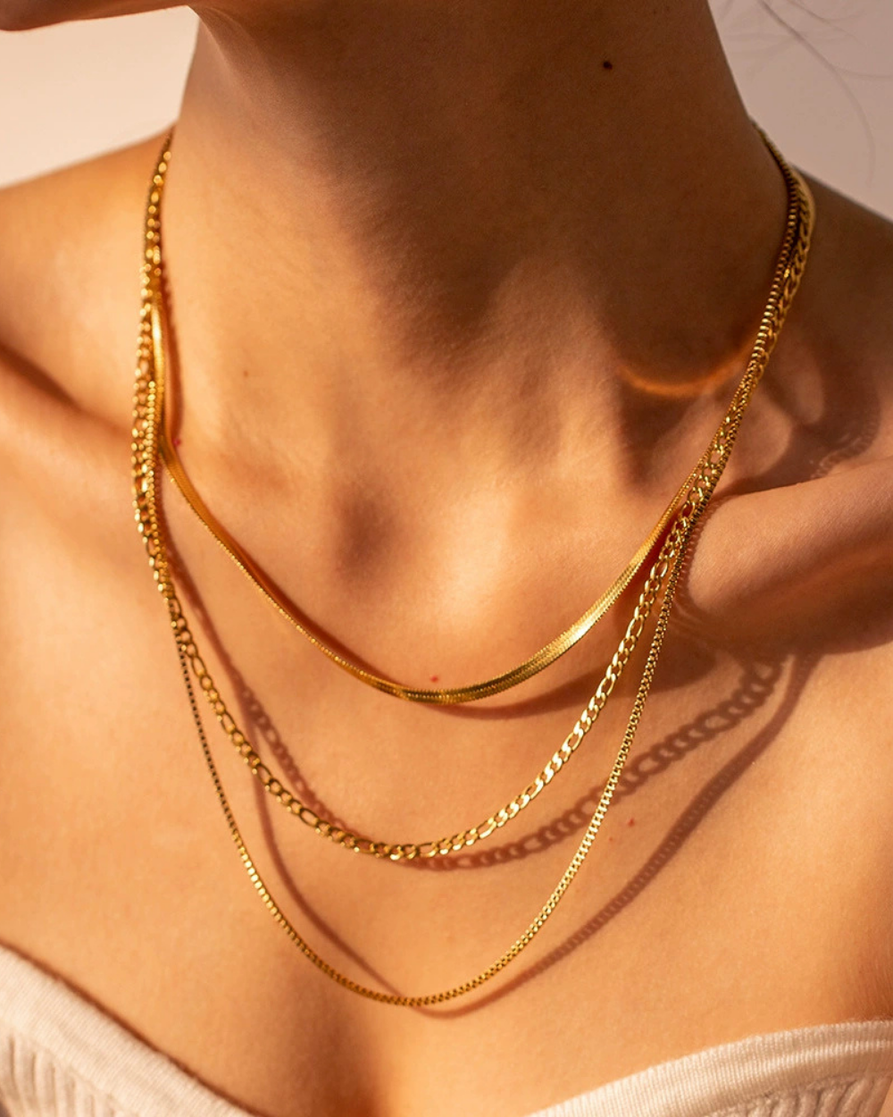 Golden Pulse Triple Layer Necklace