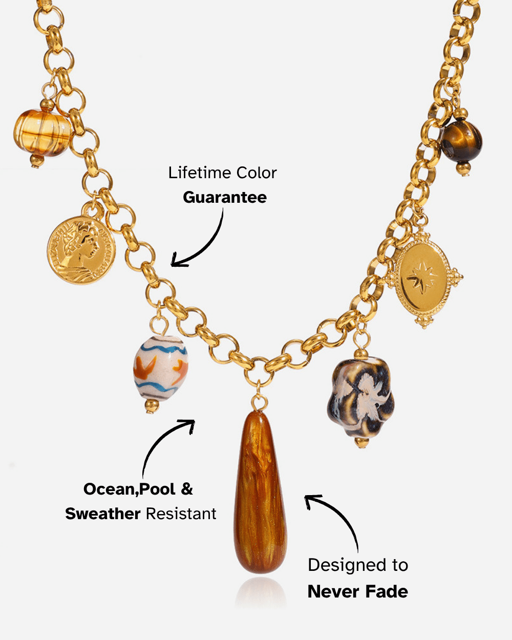 Amber Boho Charm Necklace - mifjewelry