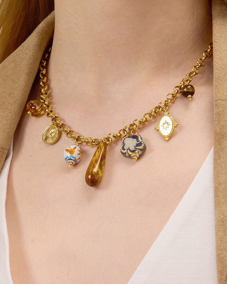 Amber Boho Charm Necklace - mifjewelry