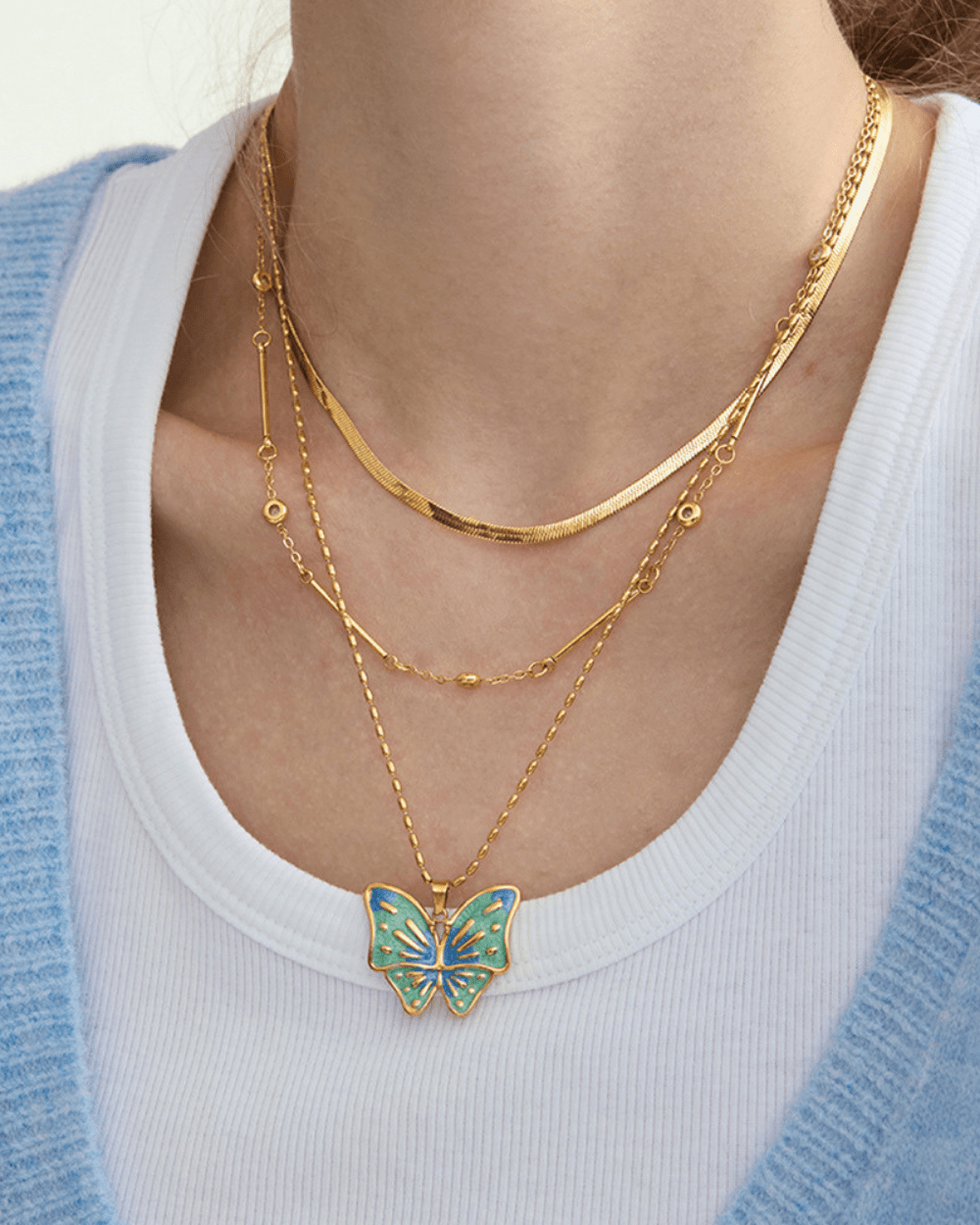 Aqua Dream Butterfly Necklace - mifjewelry