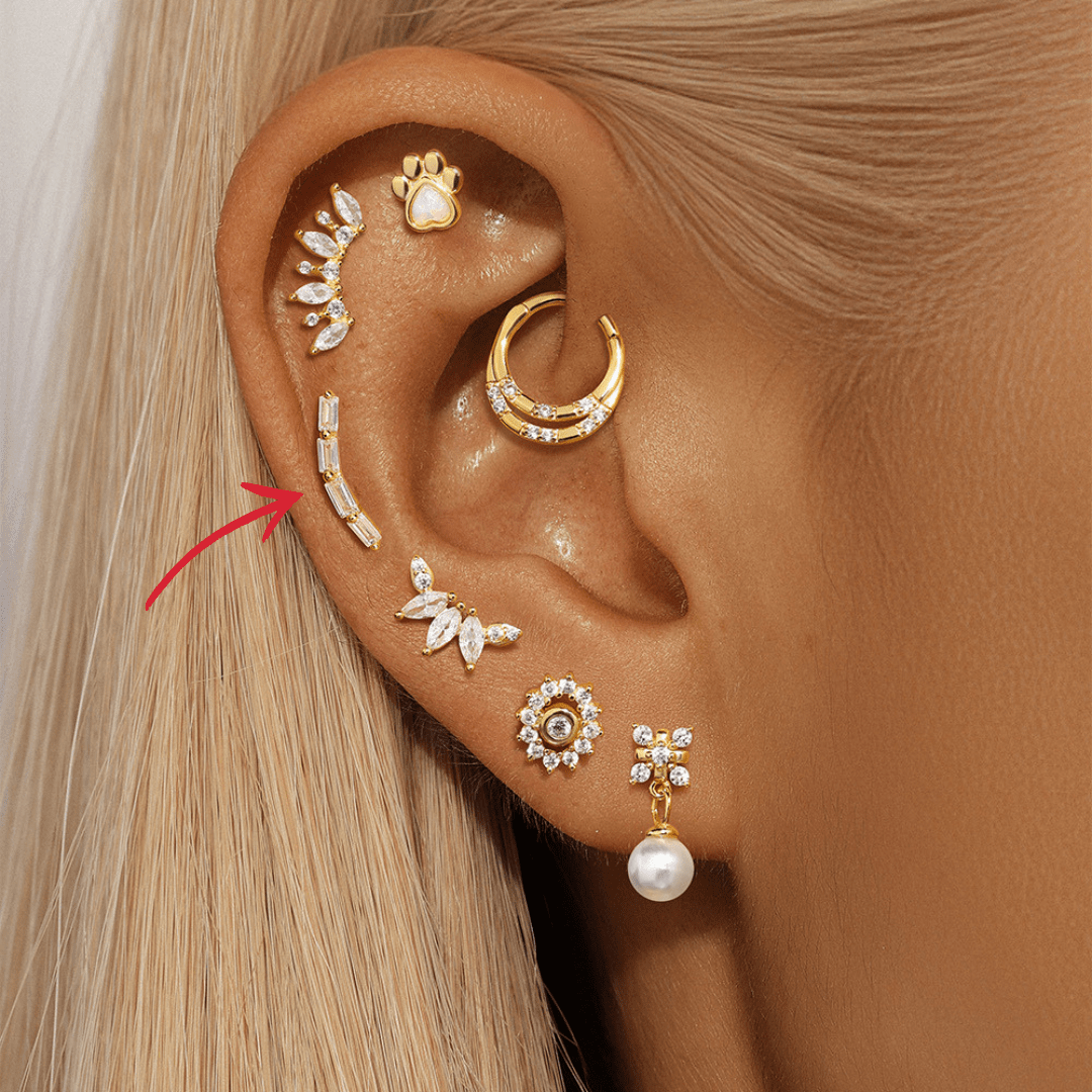 Baguette Zirconia Curved Ear Cuff - mifjewelry