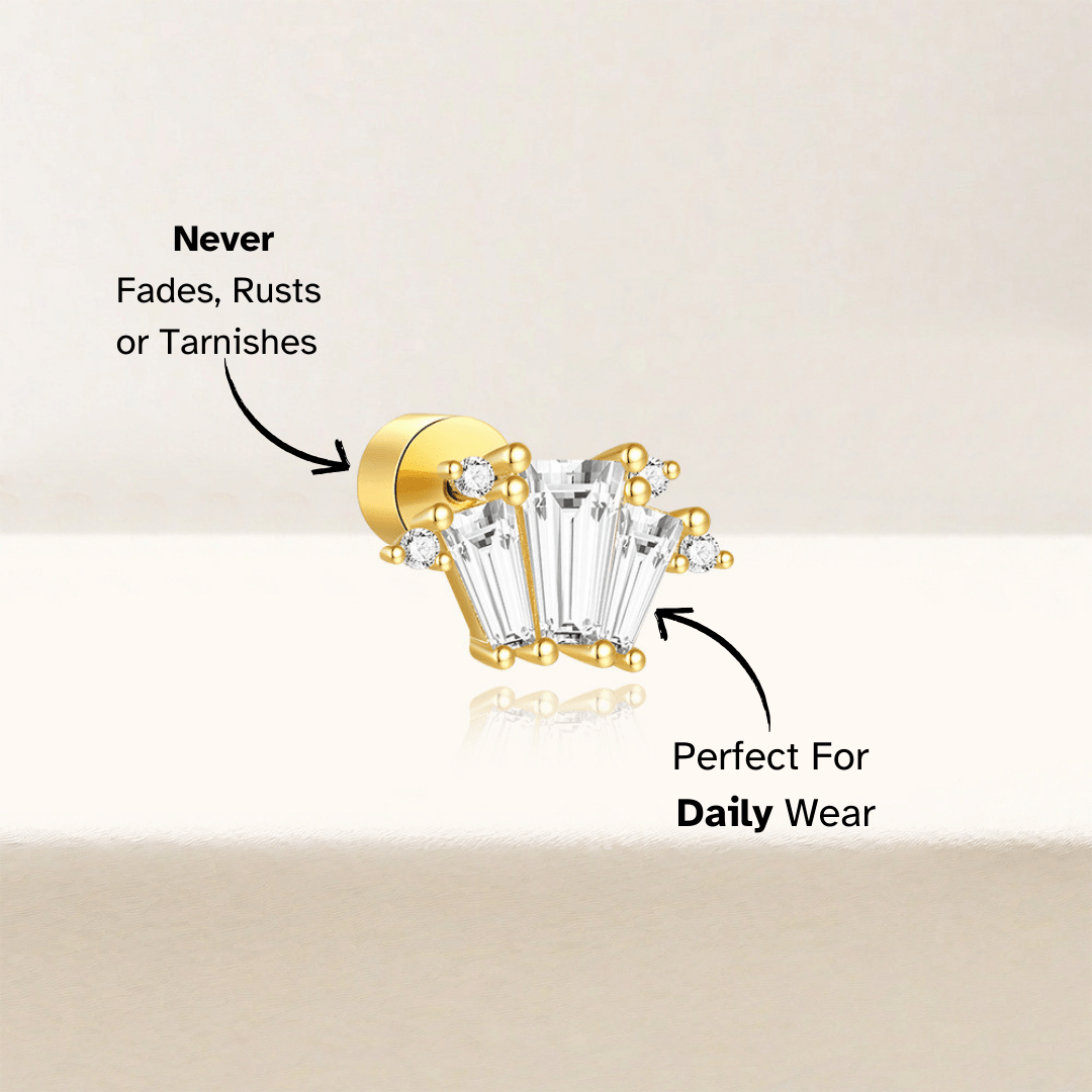Baguette Zirconia Stud Earrings - mifjewelry
