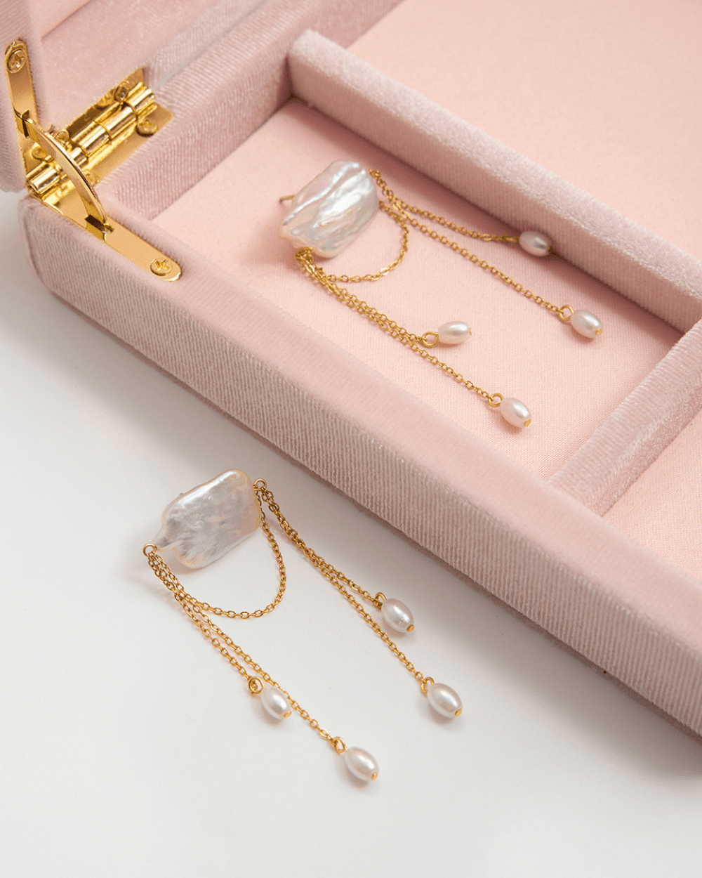 Baroque Pearl Chain Drop Earrings - mifjewelry