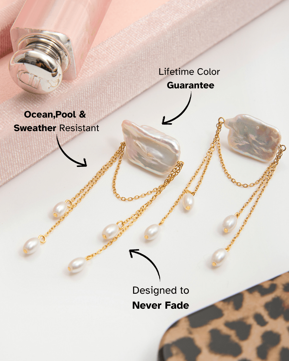 Baroque Pearl Chain Drop Earrings - mifjewelry
