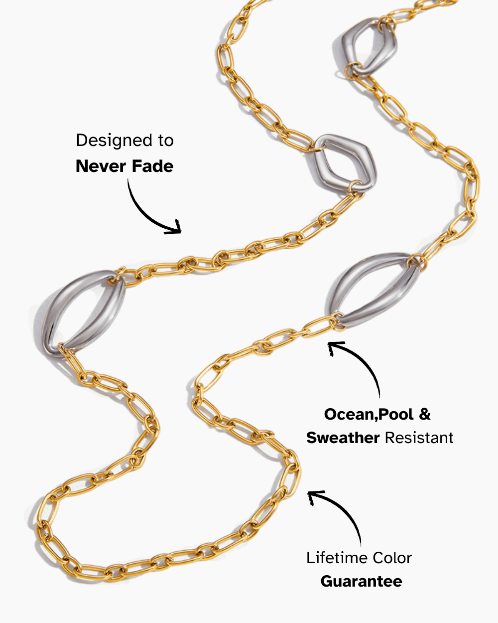 Bi - Color Shell Link Long Necklace - mifjewelry