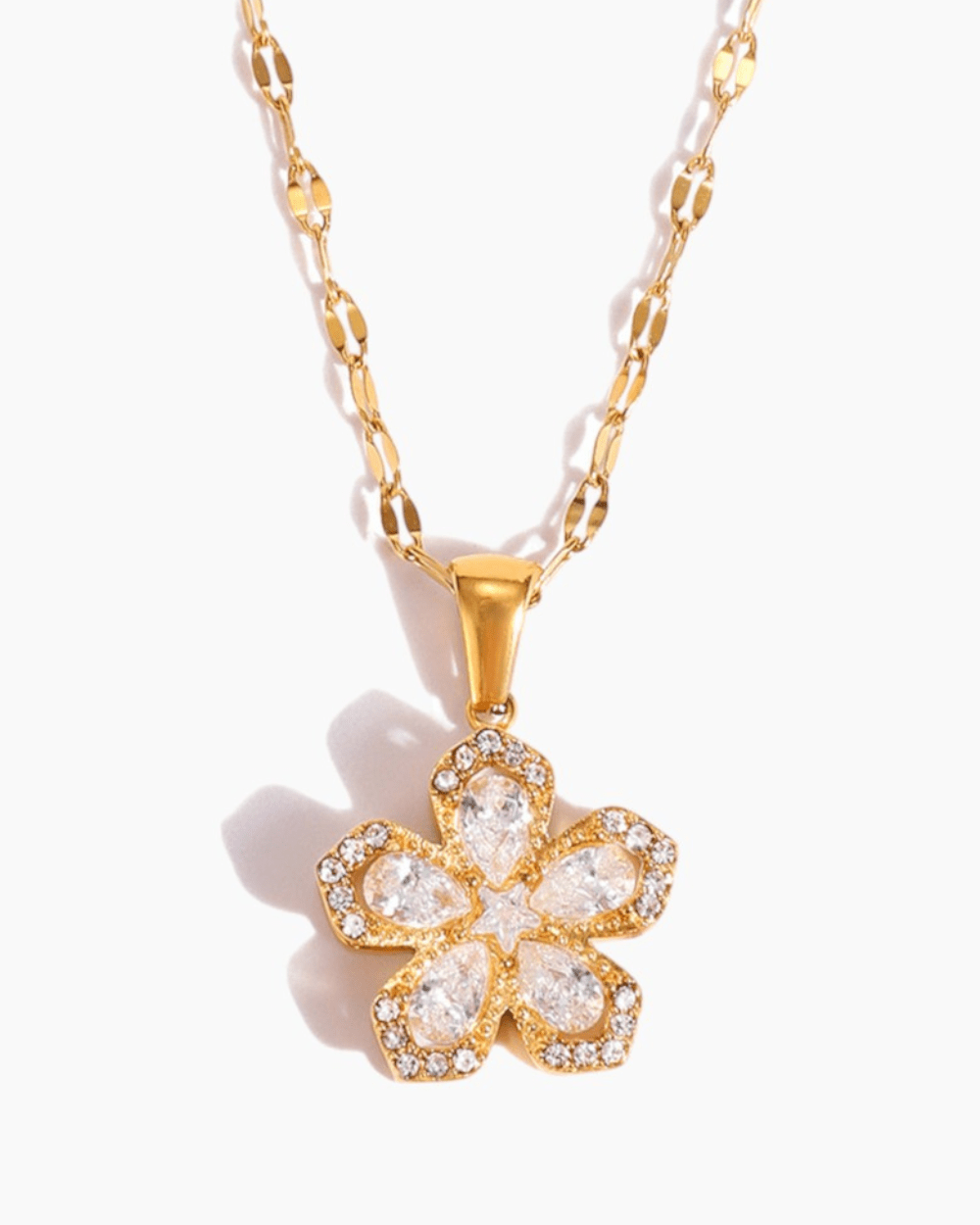 Bloom Charm Flower Necklace - White - mifjewelry