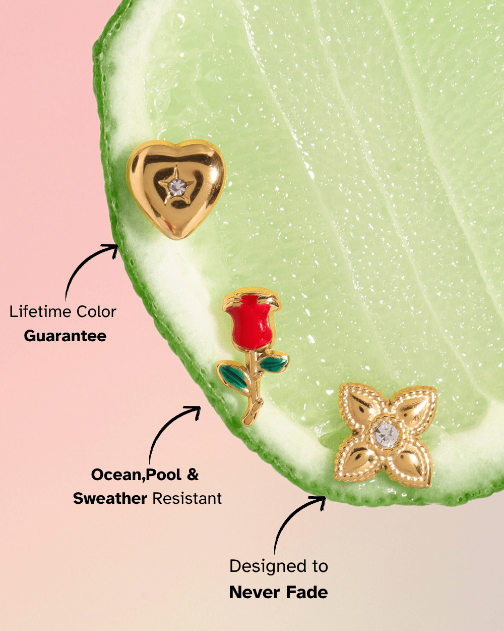 Blooming Heart Trio Stud Earrings - mifjewelry