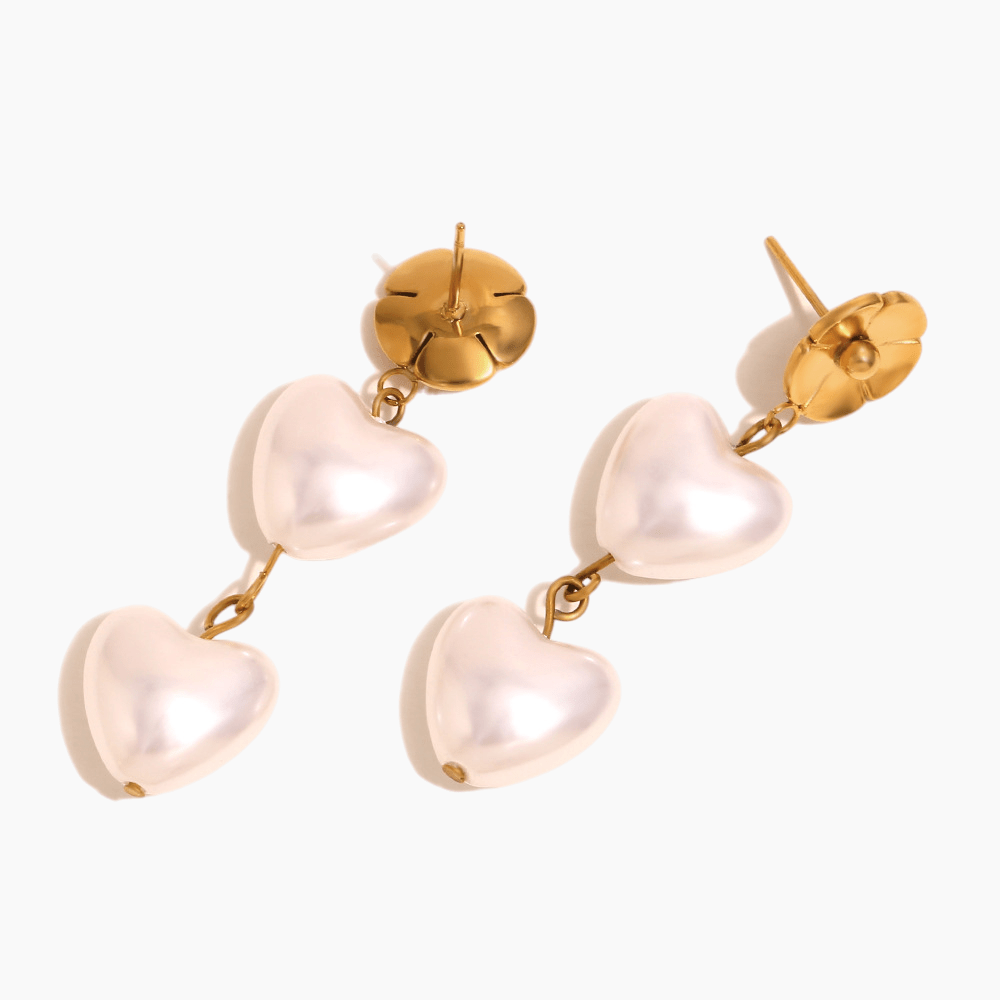 Blossom Heart Pearl Earrings - mifjewelry