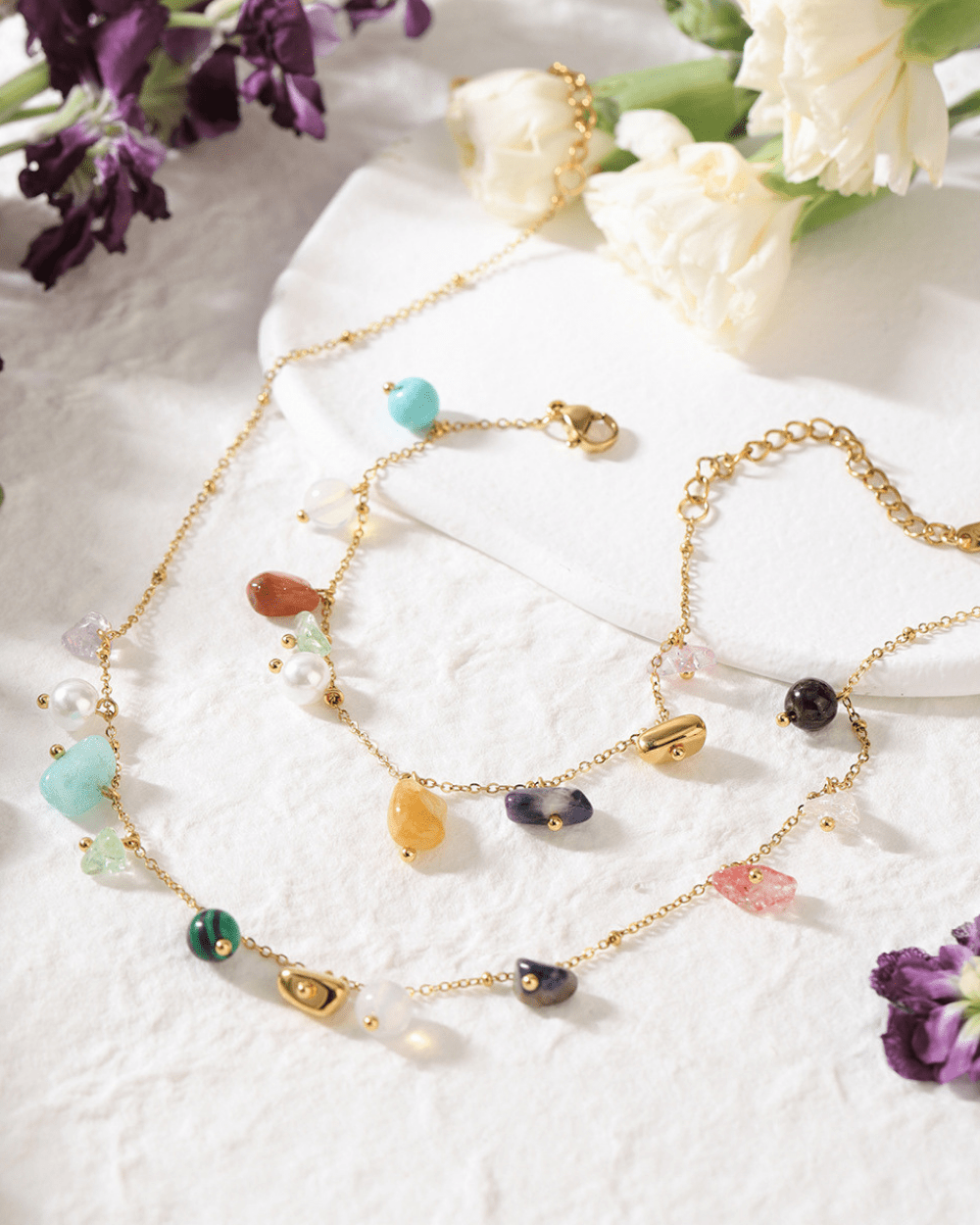 Boho Gemstone Charm Bracelet - mifjewelry