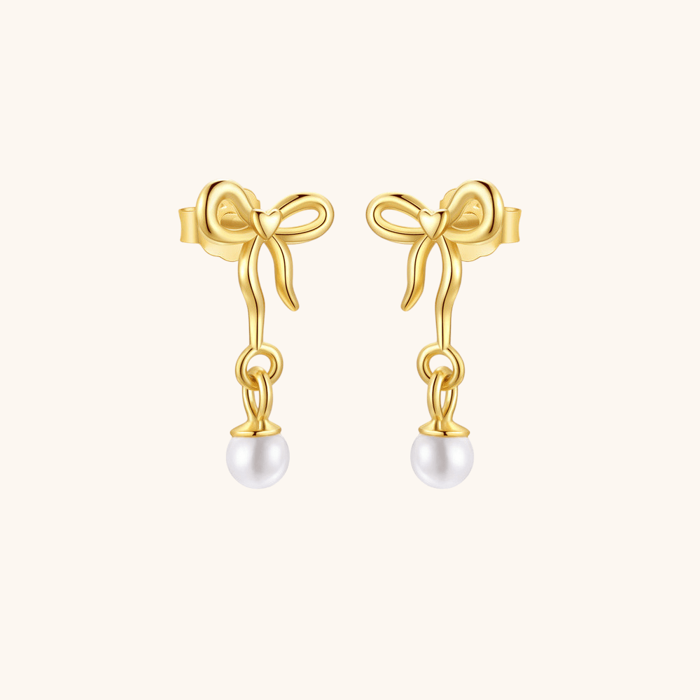 Bow and Pearl Drop Earrings - mifjewelry