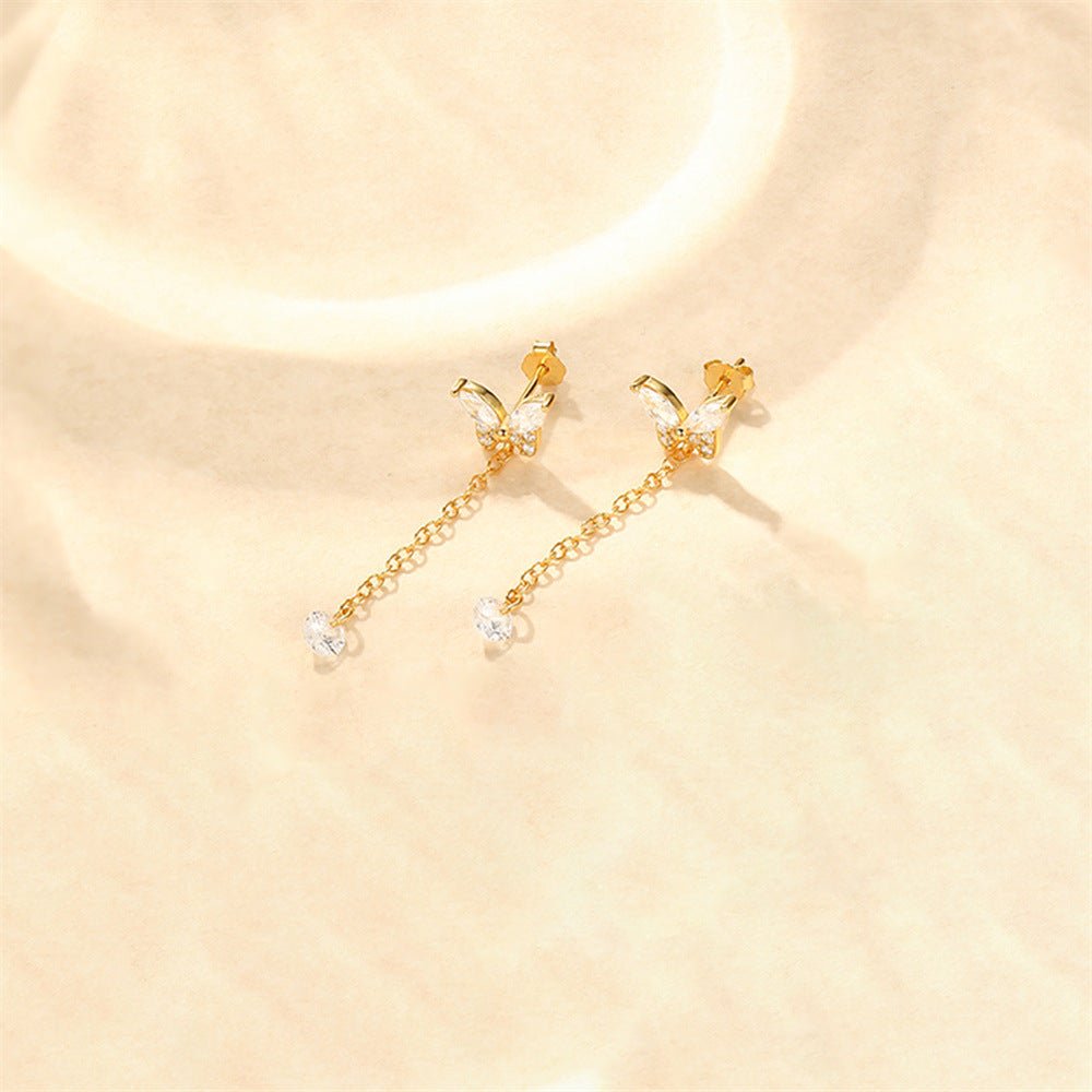 Butterfly Drop Earrings with Zirconia - mifjewelry