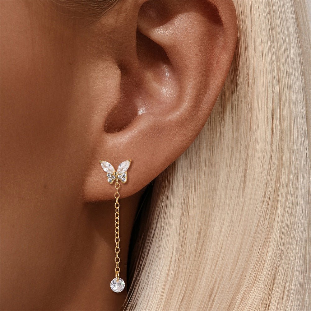 Butterfly Drop Earrings with Zirconia - mifjewelry