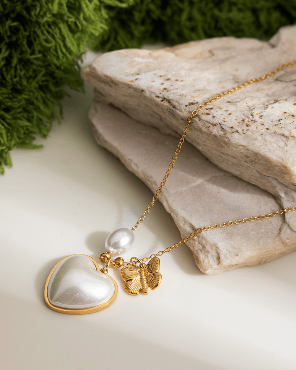 Butterfly Pearl Heart Necklace - mifjewelry