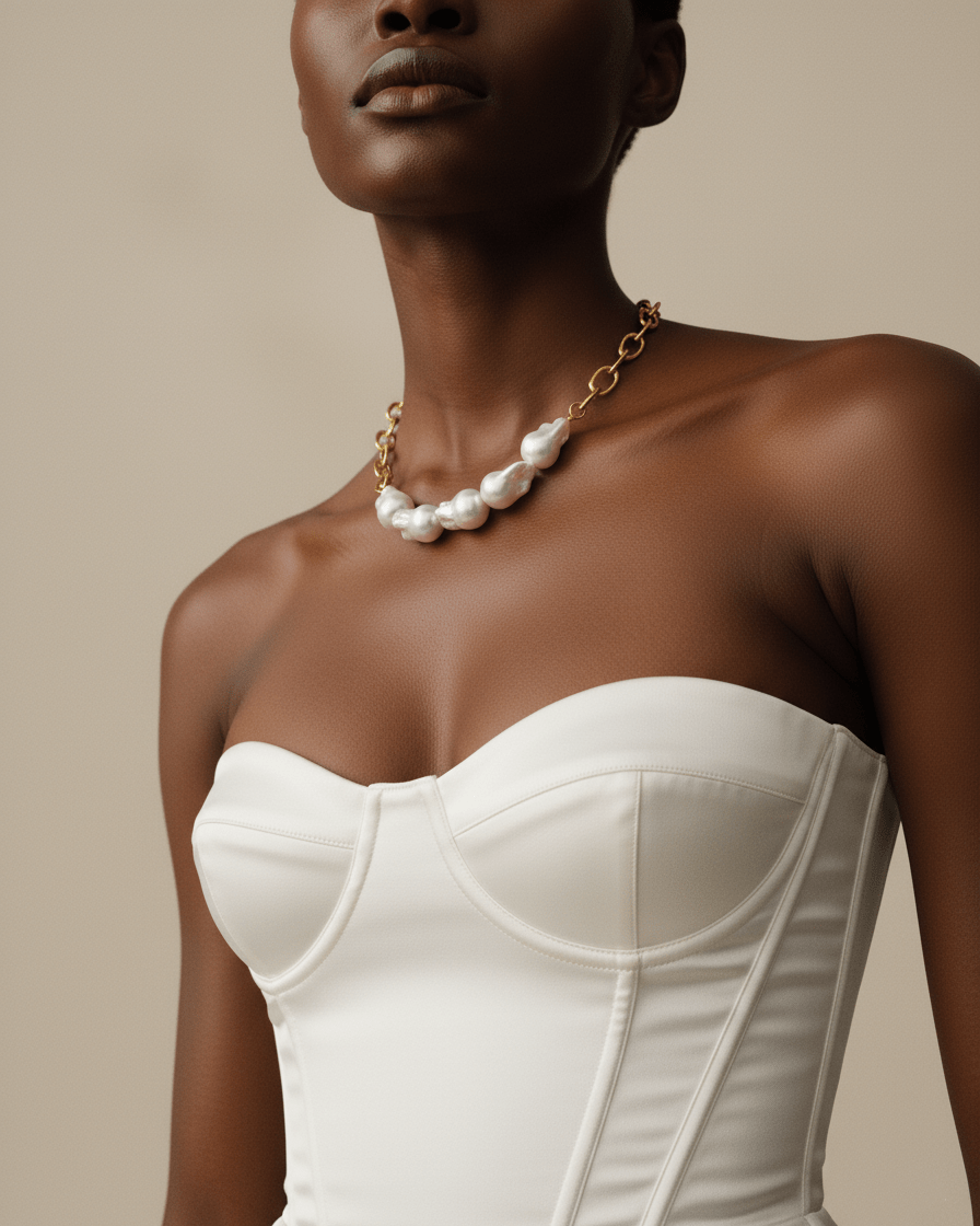 Chunky Chain Baroque Pearl Necklace - mifjewelry