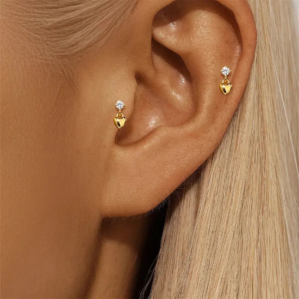 Classic Heart Charm Stud Earrings - mifjewelry