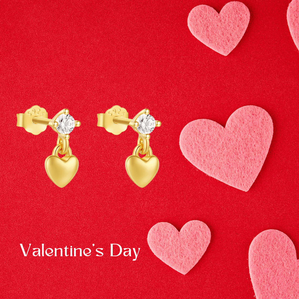 Classic Heart Charm Stud Earrings - mifjewelry