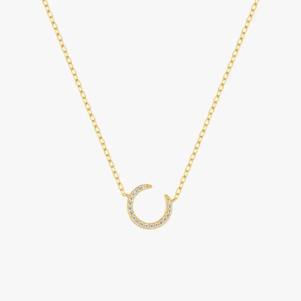 Crescent Moon Zircon Pendant Necklace - mifjewelry