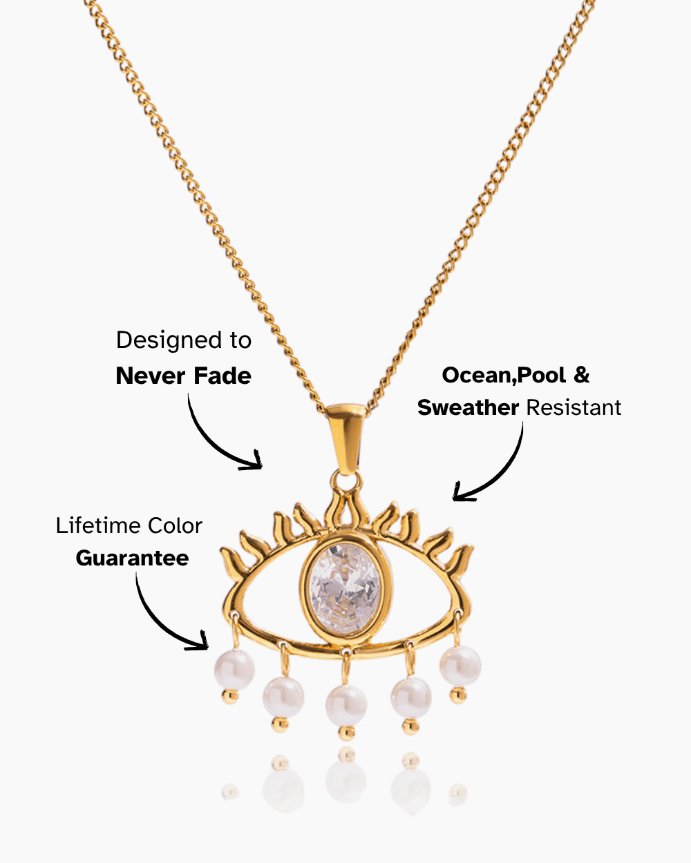 Crystal Eye Pearl Necklace - mifjewelry