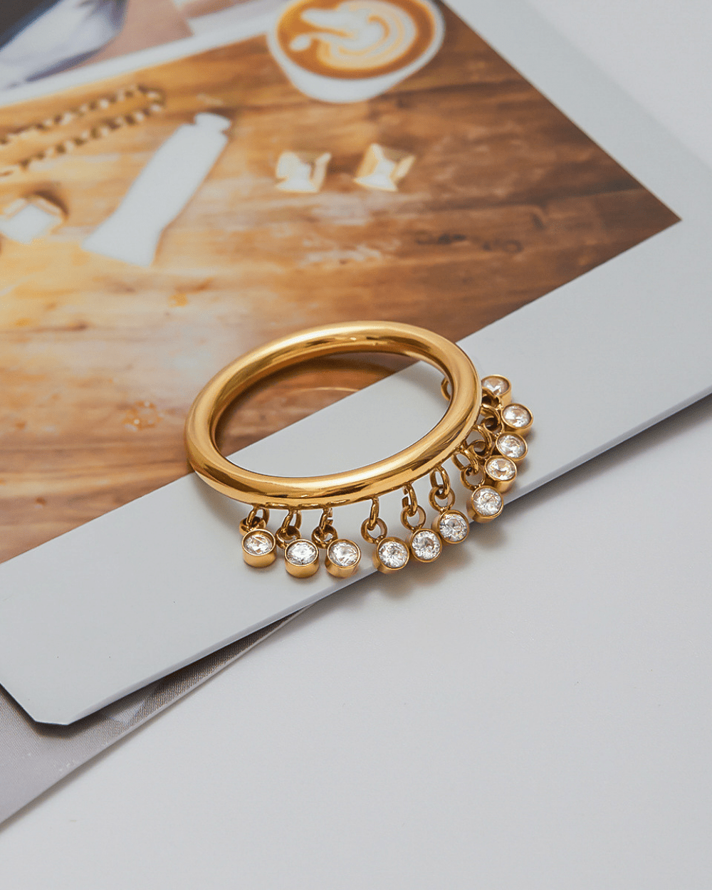 Crystal Fringe Ring - Golden - mifjewelry