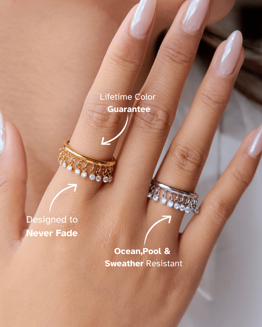 Crystal Fringe Ring - Golden - mifjewelry