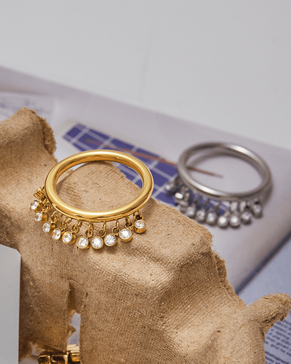 Crystal Fringe Ring - Golden - mifjewelry