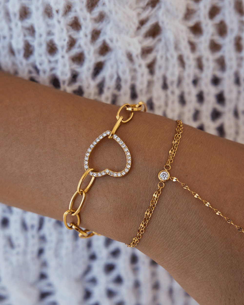 Crystal Heart Link Bracelet - mifjewelry